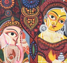 Handmade Bengal Pattachitra Natural Colors Painting of Goddess Durga on Cloth by Artist Sahajan Chitrakar