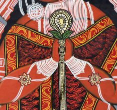 Handmade Bengal Pattachitra Natural Colors Painting of Goddess Durga on Cloth by Artist Sahajan Chitrakar