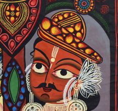 Handmade Bengal Pattachitra Natural Colors Painting of Goddess Durga on Cloth by Artist Sahajan Chitrakar