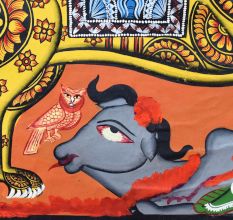 Handmade Bengal Pattachitra Natural Colors Painting of Goddess Durga on Cloth by Artist Sahajan Chitrakar