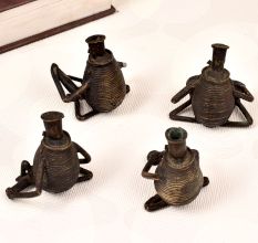 Handmade Vintage Brass Male Figure Playing Instrument in Set of 4