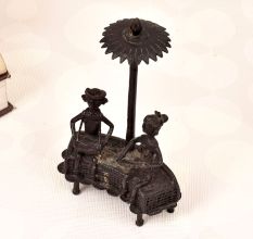 Handmade Dhokra Art Brass Statue of Two Man Playing Instrument