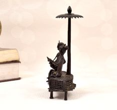 Handmade Dhokra Art Brass Statue of Two Man Playing Instrument
