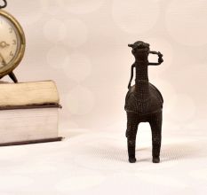 Handcrafted Vintage Brass Statue of Camel with Rider in Tribal Art