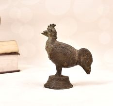 Handmade Vintage Brass Cock Statue in Dhokra Art for Decor