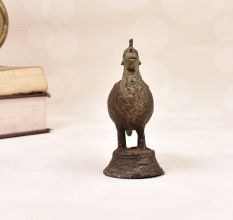 Handmade Vintage Brass Cock Statue in Dhokra Art for Decor