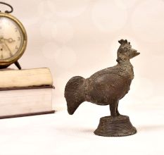 Handmade Vintage Brass Cock Statue in Dhokra Art for Decor