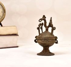 Tribal Art Vintage Brass Sindoor Box for Home Decoration