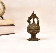 Tribal Art Vintage Brass Sindoor Box for Home Decoration