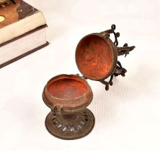 Peacock Carving Finest Brass Sindoor Box in Tribal Art