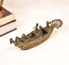 Bengali Art Handmade Brass Peacock Boat for Decoration
