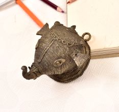 Tribal Art Vintage Folk Brass Elephant Head for Wall Hanging