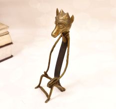 Handmade Vintage Folk Brass and Iron Figure with Animal Head
