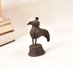 Tribal Folk Brass Handmade Peacock Statue for Home Decor