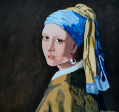 A Girl with a Pearl Earring â€“ Acrylic on Canvas by Artist B. Manikanta