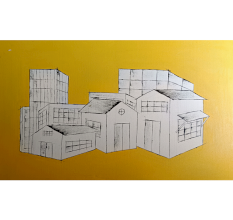 Cityscape â€“ Still Forms, Bright Horizon | Oil on Canvas by Artist B. Manikanta