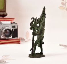 Finest Tribal Brass Lord Ganesha Statue with Trident and Kamandal