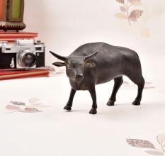 Vintage Dark Finish Brass Ox Statue for Home Decoration