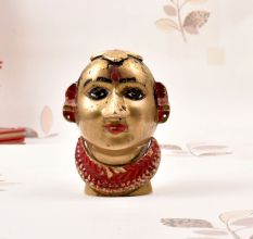 Handmade Gujarati Art Brass Gauri Head Statue in Vintage Finish