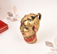Handmade Gujarati Art Brass Gauri Head Statue in Vintage Finish