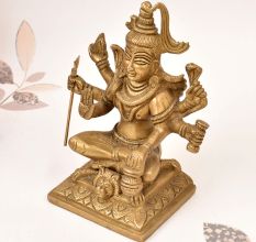 Handmade Vintage Brass Lord Shiva Statue in Himalayan Art
