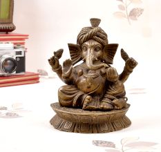 Vintage Antique Brass Lord Ganesha Statue for Decoration