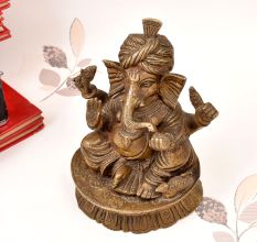 Vintage Antique Brass Lord Ganesha Statue for Decoration