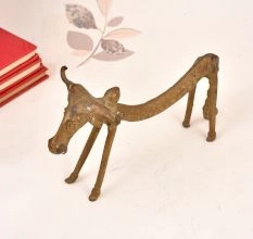 Vintage High-Quality Tribal Brass Nandi Statue in Bastar Art