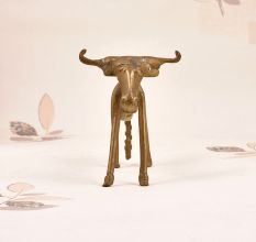 Vintage High-Quality Tribal Brass Nandi Statue in Bastar Art