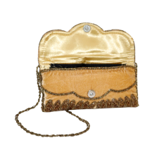 Handmade Cotton Beaded Clutch Bag with Chain Strap