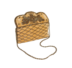 Handmade Cotton Beaded Clutch Bag with Chain Strap