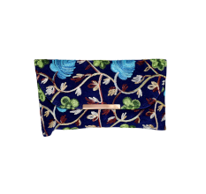 Velvet Beaded Clutch Bag with Gold Chain in Vibrant Floral Design