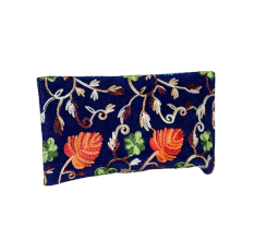Velvet Beaded Clutch Bag with Gold Chain in Vibrant Floral Design
