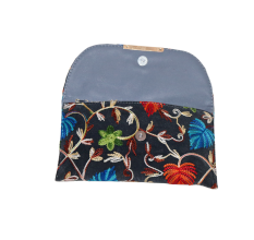 Cotton Embroidered Clutch Bag with Gold Chain in Vibrant Floral Design