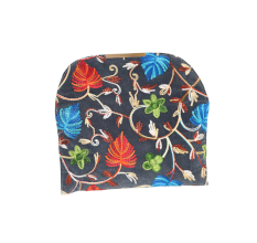 Cotton Embroidered Clutch Bag with Gold Chain in Vibrant Floral Design