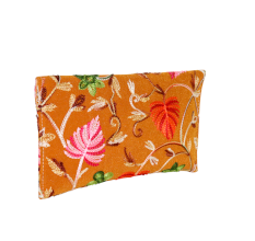 Handcrafted Cotton Embroidered Clutch with Gold Chain