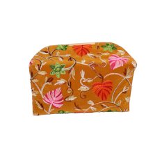 Handcrafted Cotton Embroidered Clutch with Gold Chain