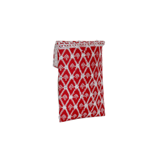 Red Cotton Phone Clutch Bag with Mirror Work and Gold Chain