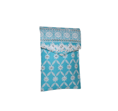 Handcrafted Sky Blue Cotton Clutch Bag with Mirror Work