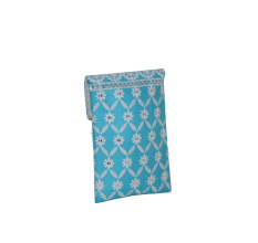 Handcrafted Sky Blue Cotton Clutch Bag with Mirror Work