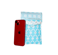 Handcrafted Sky Blue Cotton Clutch Bag with Mirror Work