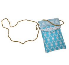 Handcrafted Sky Blue Cotton Clutch Bag with Mirror Work