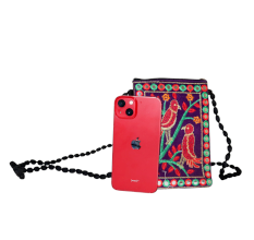Handmade Cotton Mirror Hand Bag with Birds Design