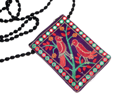 Handmade Cotton Mirror Hand Bag with Birds Design