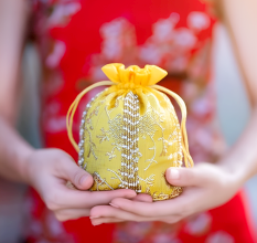 Elegant Handmade Yellow Cotton Potli Bag with Beadwork
