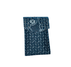 Cotton and Beads Handbag with Gold Chain Strap for Festive Occasions