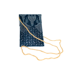 Cotton and Beads Handbag with Gold Chain Strap for Festive Occasions