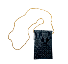 Cotton and Beads Handbag with Gold Chain Strap for Festive Occasions