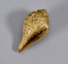 Vintage Engraved Brass Conch Shankh Shell for Prayer Room