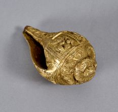 Vintage Engraved Brass Conch Shankh Shell for Prayer Room